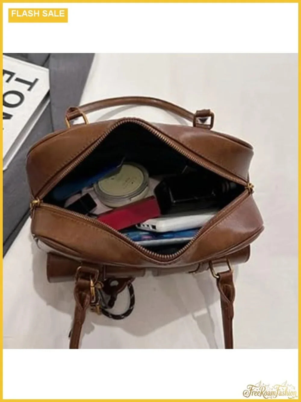 Vintage Y2K Hobo Shoulder Bag PU Leather Top Handle Tote Pendant